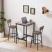 Modern Square 3-PC Particle Board Bar Table Set 2-Person Fixed Dining Table Set with PU Leather Cushion Chairs for Dining Room