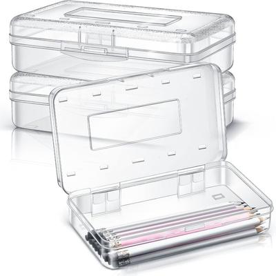 Plastic Pencil Box Clear (3 Pack)