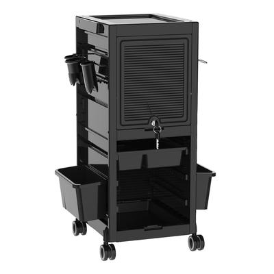 5-Tier Lockable Salon Trolley with 4 Drawers, Mobile Storage Station Cart