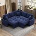 82.6" L-shape Sectional Sofa w/Pull-out Sofa Velvet Convertible Sleeper Sofa w/USB Ports & Power Sockets for Livingroom