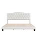 Upholstered Platform Bed with Saddle Curved Headboard and Diamond Tufted Details