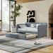 Gray Elegant Velvet Upholstered Twin Daybed Sofa with Trundle - Sturdy Plywood Frame, Space-Saving