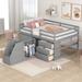 Gray Full Size Multifunctional Low Loft Bed with Cabinets and Drawers