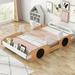 Nordic Creative Twin Size Wood Racing Car Bed w/ Door Design & Storage