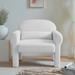 Modern Barrel Chair Lambswool Accent Sofa Chair Hollow Base Arm Chairs Living Room Lounge Chair w/ Lumbar Pillow, Antique White