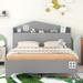 Grey Full Size House Platform Bed - Storage House shape Headboard, Shelf, Funny Design, Solid Construction