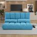 Blue Nordic Creative Twin/King Double Chaise Lounge Sofa Floor Couch Daybed with 2 Pillows Space-Saving, Easy Assembly