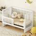 Convertible Crib Adjustble Height Kids Beds with Guardrails Table