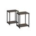 Set of 2 Side Tables Misty Gray/Chestnut Brown - 11.8”D x 15.2”W x 19.7”H (30 x 38.5 x 50 cm)