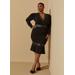 Plus Size Faux Leather Trim Flounced Dress