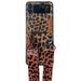 for Samsung Galaxy Z Flip 4 2022 Case Cute Fashion Sexy Leopard Design with Lanyard Luxury Leather + Hard PC Bumper Ultra-Thin Flip Protector for Galaxy Z Flip 3 5G 2022 Women Girls