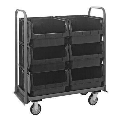 Quantum Magnum 42" x 18" x 47" Tote Truck with (6) 19 3/4" x 18 3/8" x 11 7/8" Black Bins and Casters MTT-1842-543BK