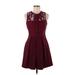 Speechless Casual Dress - A-Line Crew Neck Sleeveless: Burgundy Print Dresses - Women's Size Medium