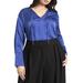 Plus Size Women's Tie Neckline Satin Blouse by ELOQUII in Cobalt (Size 22)