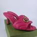 Gucci Shoes | Gucci 40.5 Gg Quilted Logo 75mm Marmont Slide Pink Heels Sandals E771 | Color: Pink | Size: Eu 40.5