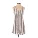 Lulus Cocktail Dress - Mini V Neck Sleeveless: Ivory Stripes Dresses - Women's Size X-Small