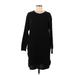 Uniqlo Casual Dress - Shift Crew Neck Long sleeves: Black Solid Dresses - Women's Size Medium