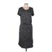 Apt. 9 Casual Dress - Midi Scoop Neck Short sleeves: Gray Marled Dresses - Women's Size Large