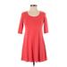 Eileen Fisher Casual Dress - A-Line Scoop Neck 3/4 sleeves: Red Print Dresses - Women's Size 2X-Small