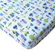 Big Oshi Fitted Mini Crib Sheet - For Portable Cribs or Mini Cribs - Fits Mattresses up to 3 Inches Deep - Knitted, 100% Cotton, Traffic Cars Pattern, Blue (SHT-294)