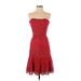 ABS Allen Schwartz Cocktail Dress - A-Line Sweetheart Sleeveless: Red Print Dresses - Women's Size 4