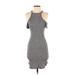 Forever 21 Casual Dress - Bodycon Crew Neck Short sleeves: Gray Print Dresses - Women's Size Small