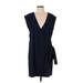 Banana Republic Factory Store Casual Dress - Wrap: Blue Solid Dresses - Women's Size 4