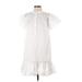 Rebecca Minkoff Casual Dress - Shirtdress Mock Short sleeves: White Print Dresses - Women's Size X-Small