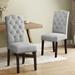 Lark Manor™ Arjo Fabric Parsons Chairs w/ Tufted Back, Decorative Nails, & Solid Wood Legs Wood/Upholstered/Fabric in Gray | Wayfair