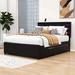 Ivy Bronx Kerth Vegan Leather Platform Storage Bed Wood & /Upholstered/Faux leather in Black | 44 H x 64 W x 83 D in | Wayfair