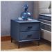 George Oliver Kazden PU Leather Nightstand w/ 2 Drawers & Hardware Legs, End Table, Bedside Cabinet Wood/Upholstered in Brown | Wayfair