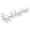 Beachcrest Home™ Laprade 12 Piece Modern Poly Folding Adirondack Chair w/ Ottoman & Outdoor Side Table Plastic in White | Wayfair