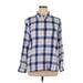 Gap Outlet Long Sleeve Button Down Shirt: Blue Plaid Tops - Women's Size X-Large