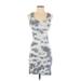 Bobi Casual Dress - Bodycon Scoop Neck Sleeveless: Gray Print Dresses - Women's Size X-Small