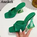 Aneikeh-Mules à talons hauts transparents pour femmes sandales d'été style étrange carré Parker