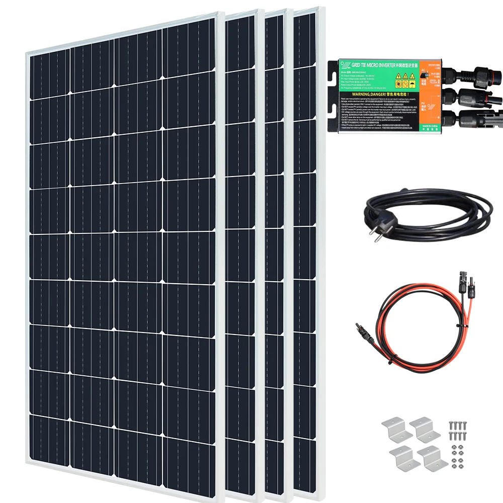800w 600W 300W 400W Solarpanel solaranlage komplettpaket balkonkraftwerk 600 watt balkonkraftwerk 800 wattBalkon solarmodul Haus für Steckdose 220V 230V Mikro Wechsel richter auf Netz Solar PV-System Image