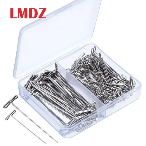 LMDZ 100 Stück Multi-Größe Stahl T-pins 45mm/54mm Pins für Blocking Stricken modellierung und