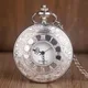 Mode Silber Hohl Zifferblatt Steampunk Quarz Taschenuhr Edelstahl Anhänger Kette Geschenk für Männer