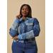 Plus Size Patchwork Cropped Denim Jacket