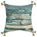 Teal Natural Abstract Tasseled Throw Pillow