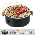 Exclusivo Mezcla 12.5-Inch Charcoal BBQ Grill Portable Small Camping Grill Tabletop Korean Barbecue Grill for Home Party and Outdoor Backyard Cooking Black