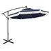 10Ft Solar Offset Patio Umbrellas With Fringe LED Outdoor Tassel Metal Ribs Hanging Cantilever Umbrella For Garden Deck Backyard Table Pool