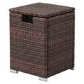 MYXIO 16-inch 20LP Propane Cover Patio Table Storage Box Hideaway End Table Outdoor Side Table Patio Storage Box Wicker Ratten Gas Table for Table(Brown)