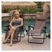 MYXIO Padded Lounge Chair Patio Foldable Adjustable Reclining w/Cup Holder for Outdoor Yard Porch Brown