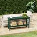 Costaelm Paradise 55 Outdoor Patio HDPE Adirondack 2-Tier Shelf Console Table Dark Green