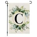 SHENGXINY Spring Letter Printed Garden Flag Clearance Ins Style 26 Letters+green Plant Printing Flax Garden Flag First Letter Of Surname Hanging Flag At The Gate Of Courtyard C