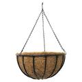 Garden & Home 16 Inch Hanging Basket with Coconut Fiber Liner - Weather Resistant Black Vinyl Coating Heavy Duty Chain Included Solid Round Bar - Patio DÃ©cor Indoor Outdoor Use Flower Pot