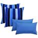 RSH DÃ©cor Indoor Outdoor Sunbrella Set of 4 Square and Lumbar Pillows Choose Size and Color (17 Square + 20 x 12 Lumbar Milano Cobalt Square + Canvas Capri Lumbar)
