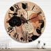 Designart "Retro Terracotta Wildflowers Illustration V" Abstract Botanicals Oversized Wood Wall Clock
