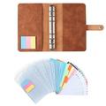 Hesroicy Binder Notebook Set with Sticky Notes - Clear Pockets Budget Sheets Faux Leather Soft Case Note-Taking Portable A6 Diary Notebook Set Journal Album Binder School Supplies